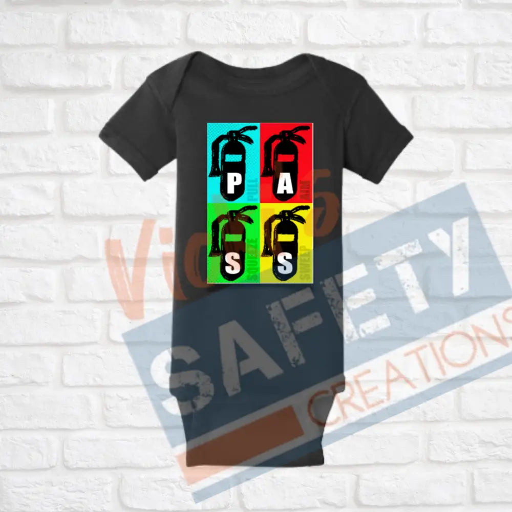 Retro P.A.S.S. Fire Extinguishers (Adult Youth Toddler Infant Sizes) T-shirt/Onesie / INFANT-Newborn Adult Clothing