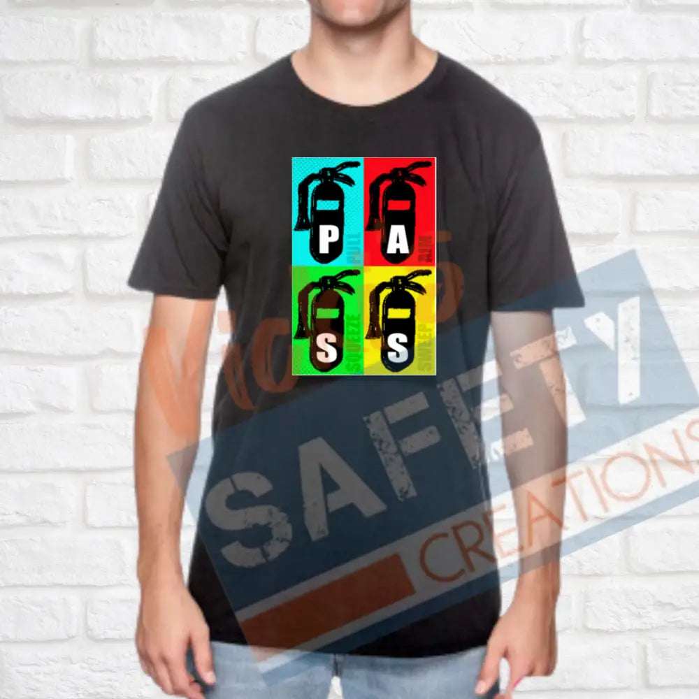 Retro P.A.S.S. Fire Extinguishers (Adult Youth Toddler Infant Sizes) T-shirt/Onesie / ADULT-Small Adult Clothing