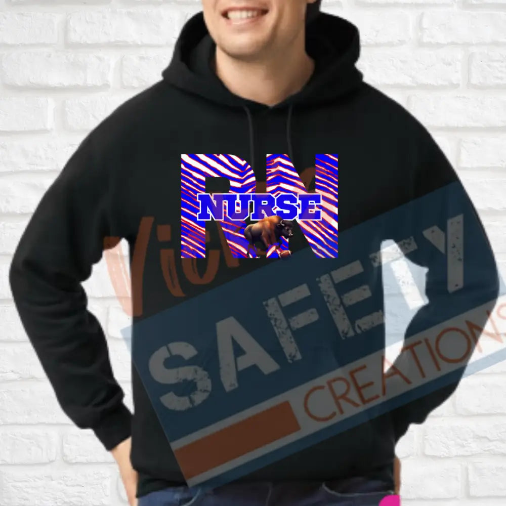 RN-Nurse-Buffalo Stripes (Adult and Ladies Sizes Only) Hoodie / ADULT-Small Adult Clothing