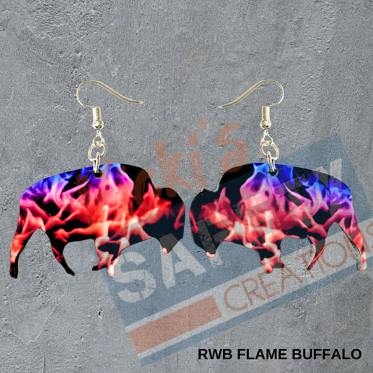 RWB Buffalo Dangles Earrings