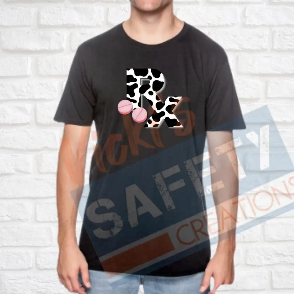 RX Letter Shirts Cow Print Adult Clothing