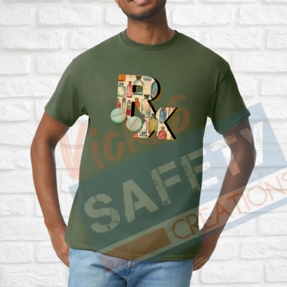 RX Letter Shirts Vintage Medicine Bottles Adult Clothing