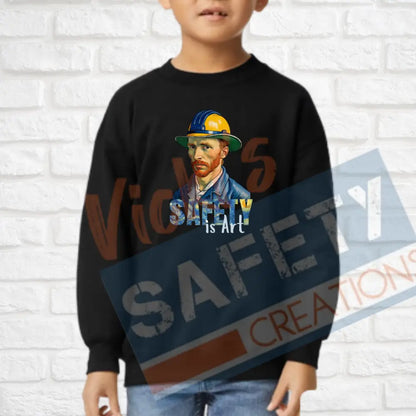 Safety is Art (Adult Youth Toddler Infant Sizes) Crew Sweatshirt / YOUTH-XSmall Adult Clothing