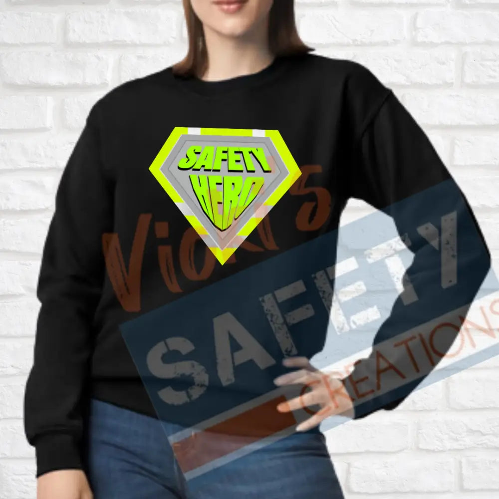 Safety Superhero (Adult Youth Toddler Infant Sizes) Crew Sweatshirt / ADULT-Small Adult Clothing