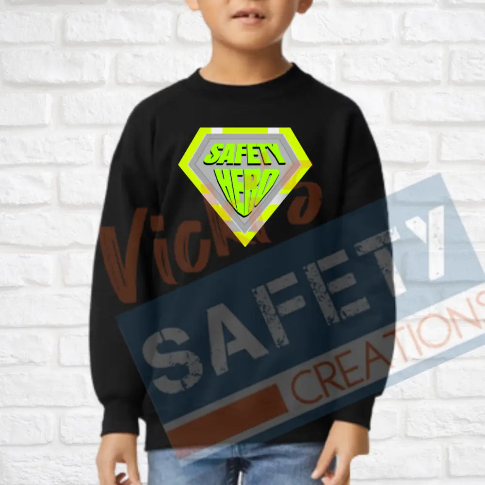 Safety Superhero (Adult Youth Toddler Infant Sizes) Crew Sweatshirt / YOUTH-XSmall Adult Clothing