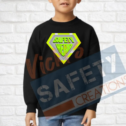 Safety Superhero (Adult Youth Toddler Infant Sizes) Crew Sweatshirt / YOUTH-XSmall Adult Clothing