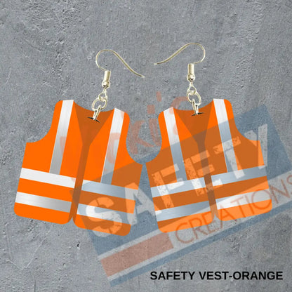 Safety Vest Dangle Earrings (Asst. Colors) Safety Orange Earrings
