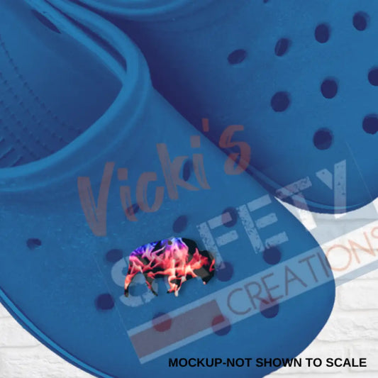 Shoe Charms-RED WHITE BLUE FLAMES BUFFALO Shoe accessories
