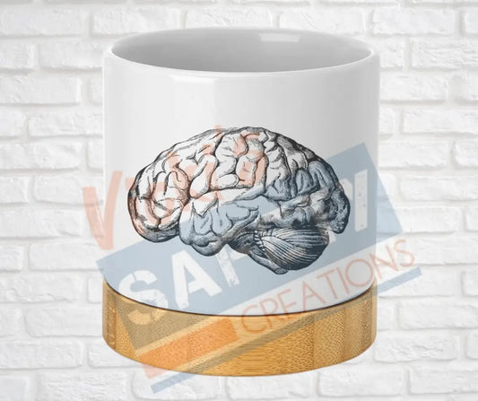 Small Desk Ceramic Planter-Organ Illustrations Brain Home Decor