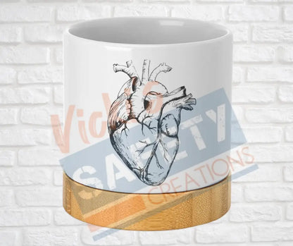 Small Desk Ceramic Planter-Organ Illustrations Heart Home Decor
