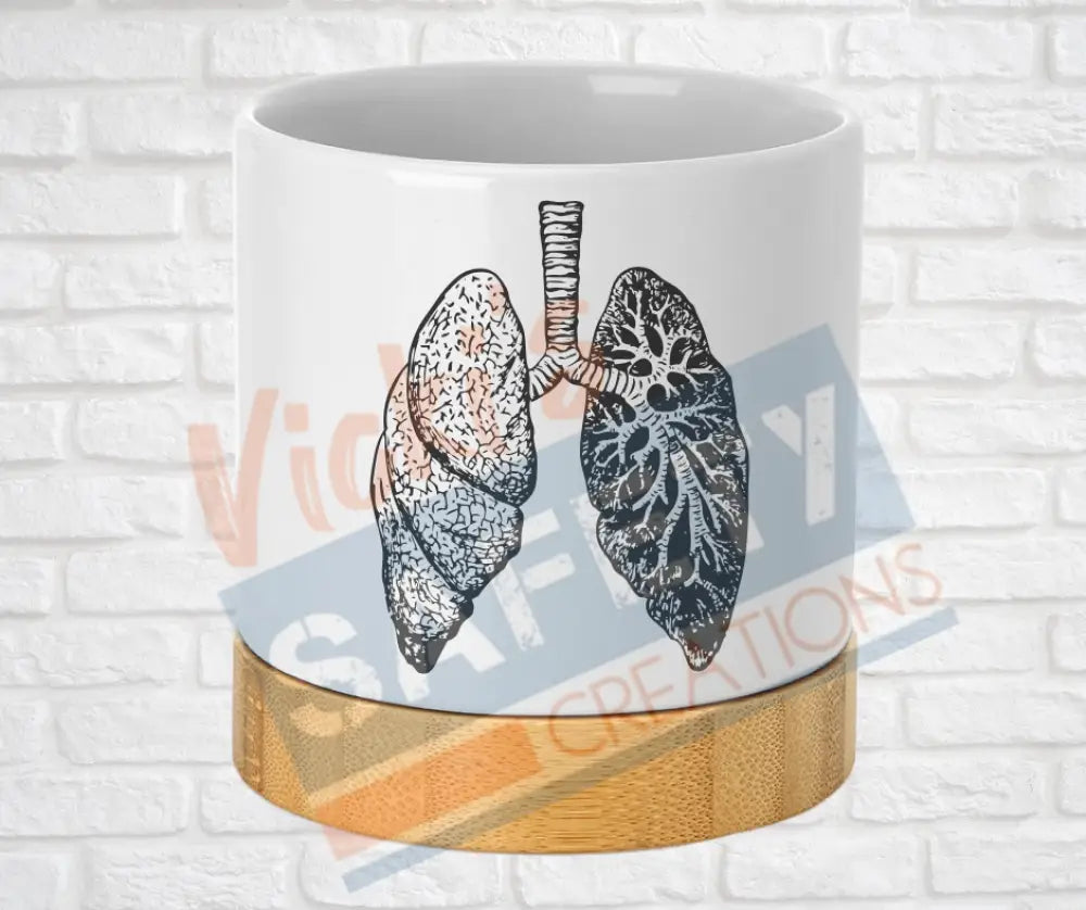 Small Desk Ceramic Planter-Organ Illustrations Lungs Home Decor