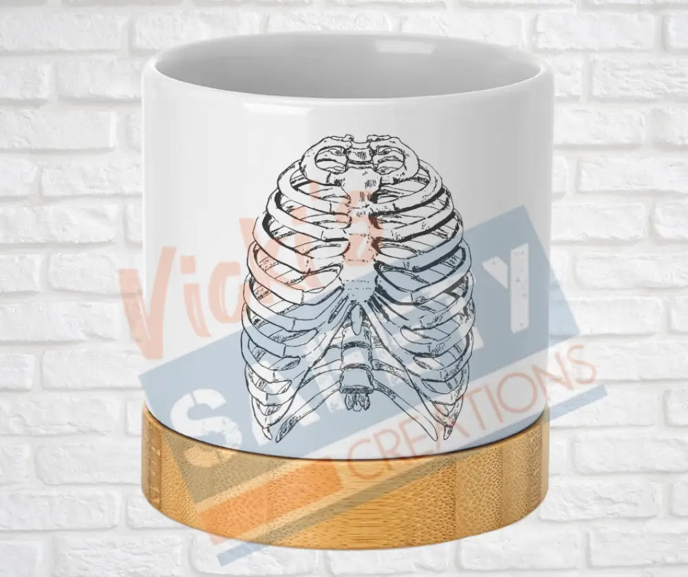 Small Desk Ceramic Planter-Skeletal Illustrations Ribs Home Decor