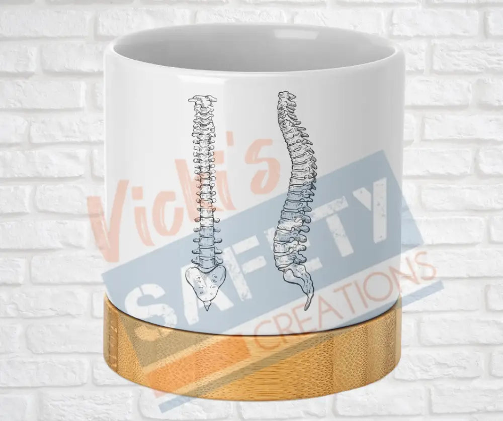 Small Desk Ceramic Planter-Skeletal Illustrations Spine Home Decor