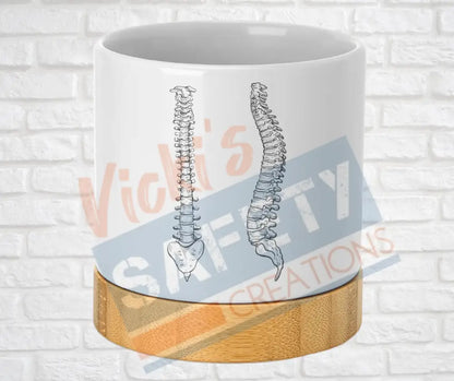 Small Desk Ceramic Planter-Skeletal Illustrations Spine Home Decor