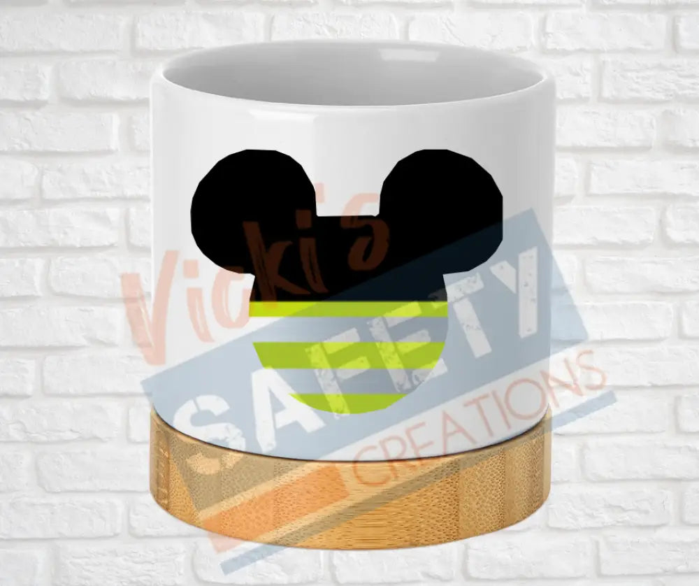 Small Desk Ceramic Planter-Caution Safety Mouse Ears Home Decor