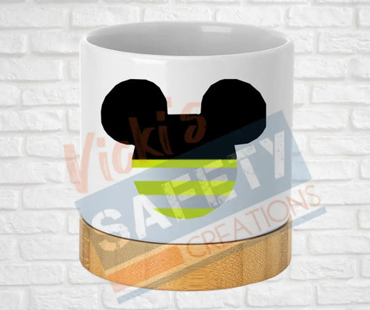 Small Desk Ceramic Planter-Caution Safety Mouse Ears Home Decor