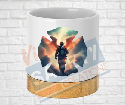Small Desk Ceramic Planter-Firefighter Angels Home Decor