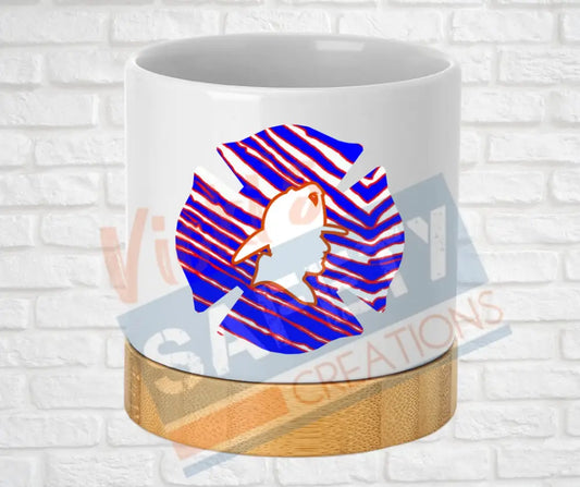 Small Desk Ceramic Planter-Maltese Cross (asst. designs) Bills Stripes Home Decor