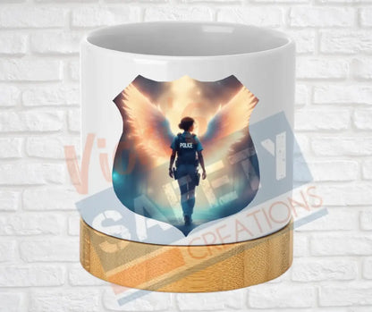 Small Desk Ceramic Planter-Police Angels Female Officer Home Decor