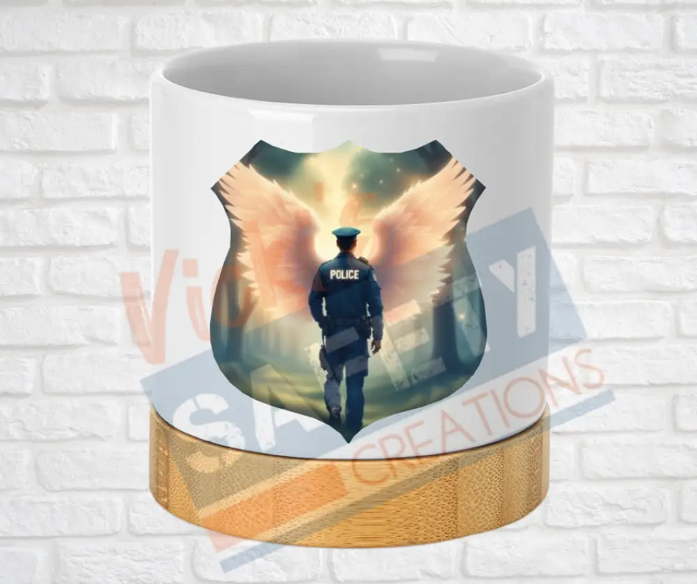 Small Desk Ceramic Planter-Police Angels Male Officer Home Decor