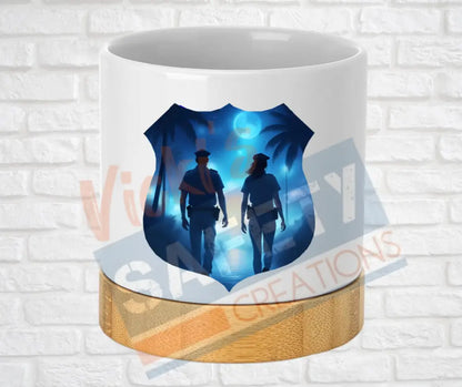 Small Desk Ceramic Planter-Police Badge (asst. designs) Heros Home Decor