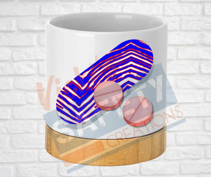 Small Desk Ceramic Planter-RX Pharmacy Bills Stripes Home Decor