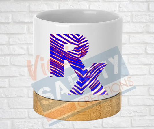 Small Desk Ceramic Planter-RX Pharmacy Bills Stripes Home Decor