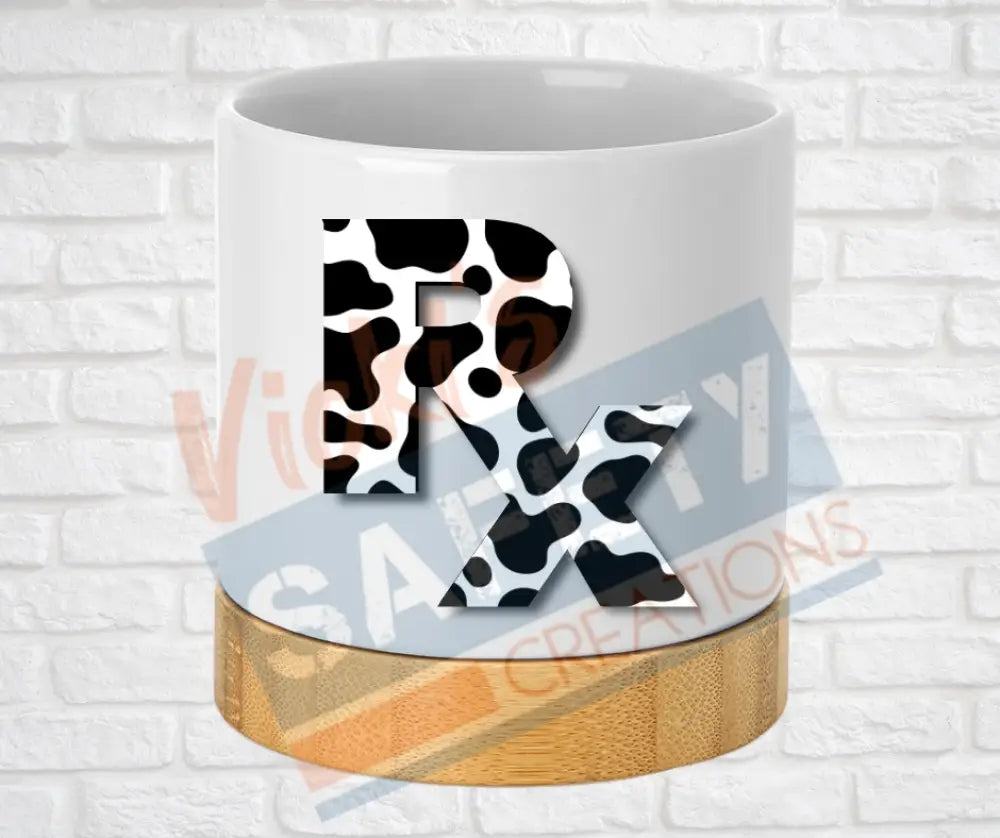 Small Desk Ceramic Planter-RX Pharmacy Cow spots Home Decor