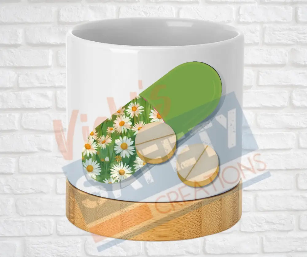 Small Desk Ceramic Planter-RX Pharmacy Daisy Field Home Decor