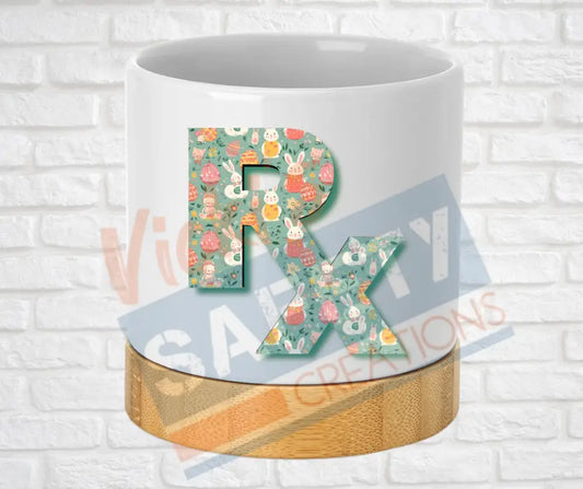 Small Desk Ceramic Planter-RX Pharmacy Easter Bunny Home Decor