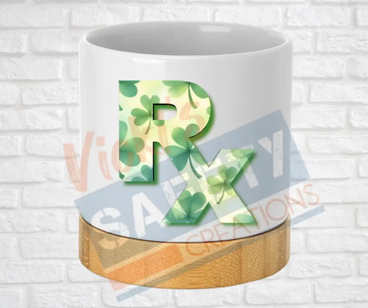 Small Desk Ceramic Planter-RX Pharmacy Shamrocks Home Decor