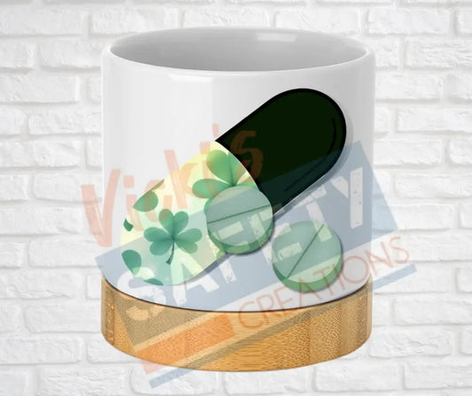 Small Desk Ceramic Planter-RX Pharmacy Shamrocks Home Decor