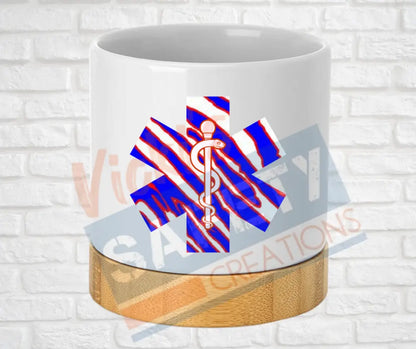 Small Desk Ceramic Planter-Star of Life (asst. designs) Bills Stripes Home Decor