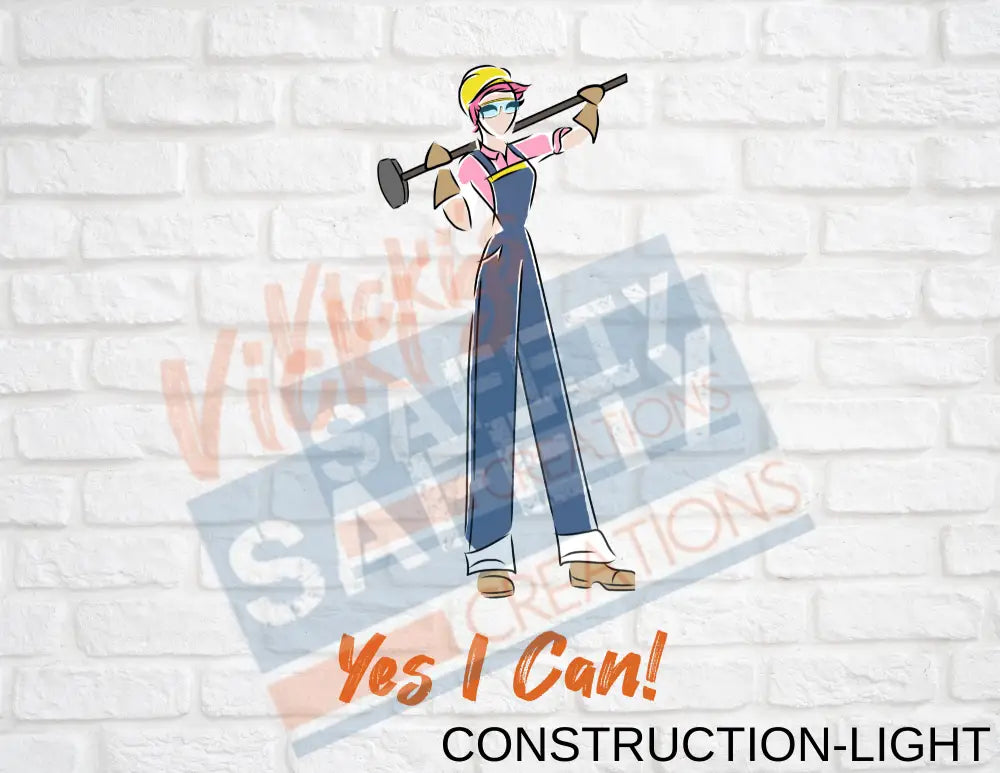 16X16 Square Pillow-Yes I Can Collection (Asst. Designs) Construction Worker-Light Pillow