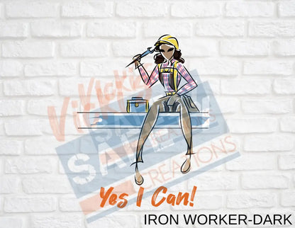 16X16 Square Pillow-Yes I Can Collection (Asst. Designs) Ironworker-Dark Pillow