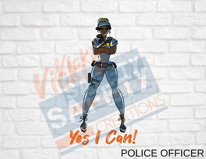 16X16 Square Pillow-Yes I Can Collection (Asst. Designs) Police Officer Pillow