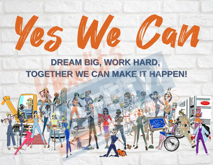 16X16 Square Pillow-Yes I Can Collection (Asst. Designs) YES WE CAN group Pillow