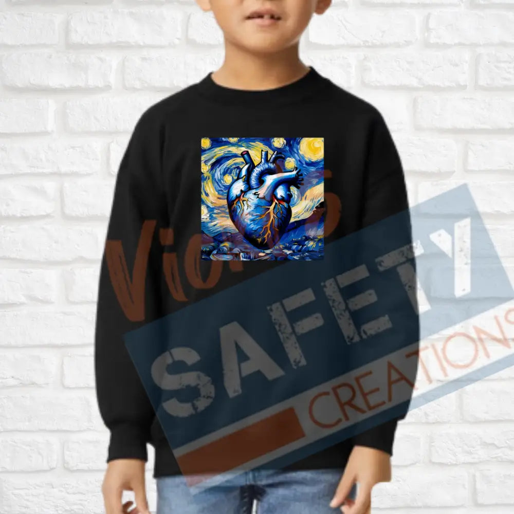 Starry heart (Adult Youth Toddler Infant Sizes) Crew Sweatshirt / YOUTH-XSmall Adult Clothing
