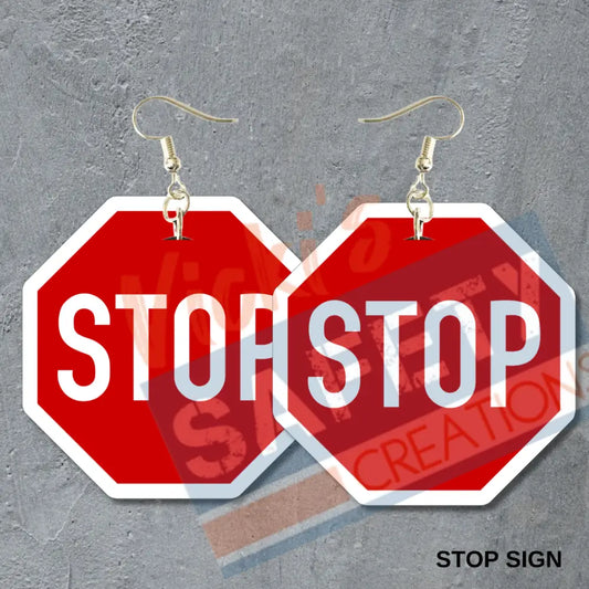 STOP Sign Dangles Earrings