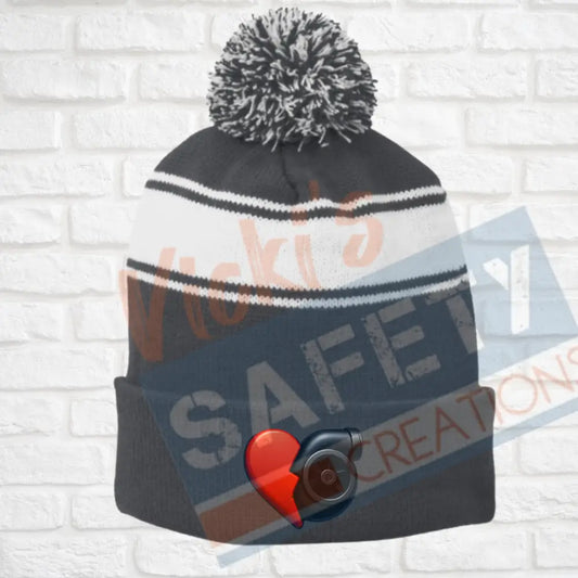 Stripe Pom Pom Beanie - Keep on beating on HAT