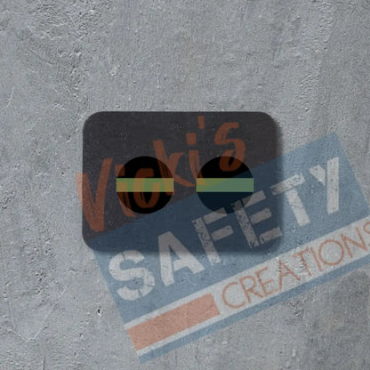 Stud Earrings -Back the Line Rounds (Police Firefighters EMS etc) Thin Green-Military Earrings