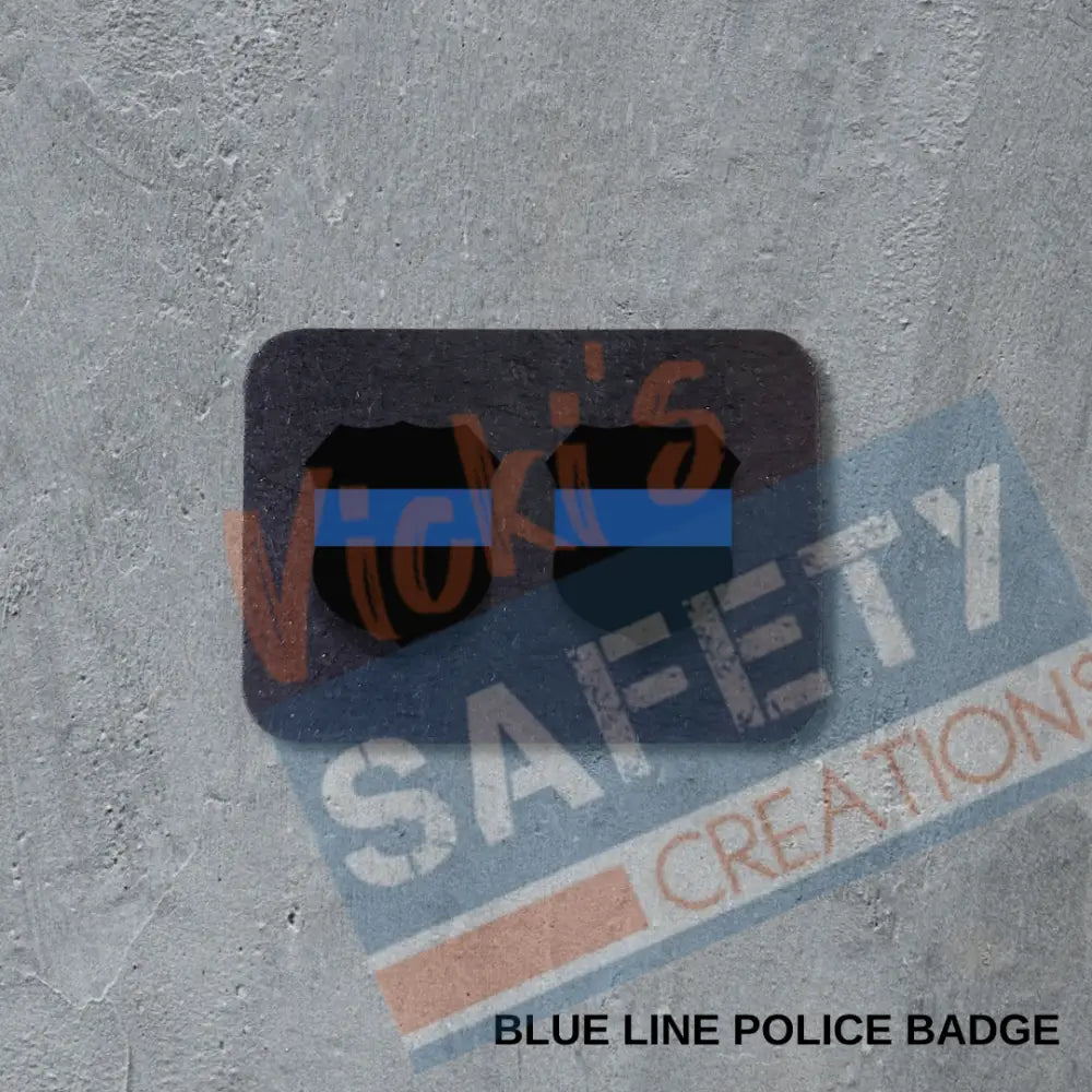 VSC Stud Earrings-Blue Line Police Badge