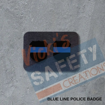 VSC Stud Earrings-Blue Line Police Badge