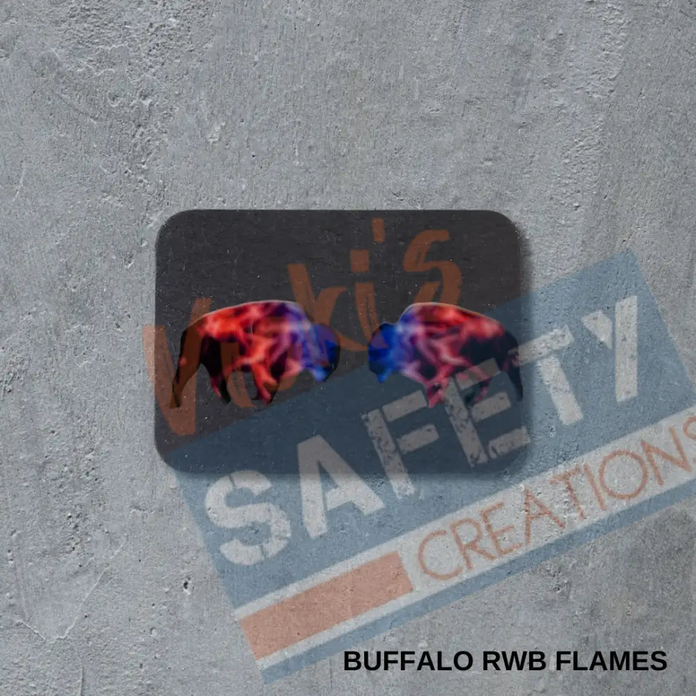 Stud Earrings - Buffalo RWB Flames Earrings