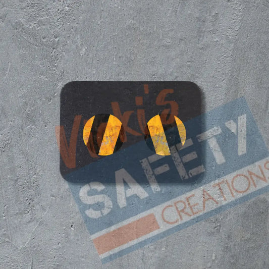 Stud Earrings - CAUTION lines Rounds Earrings