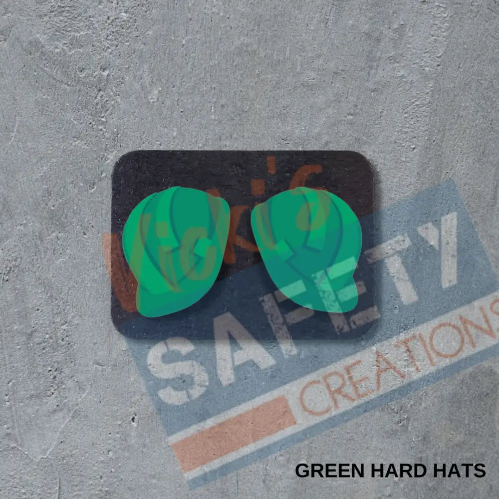 VSC Stud Earrings-Green Hard Hats