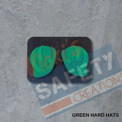 VSC Stud Earrings-Green Hard Hats