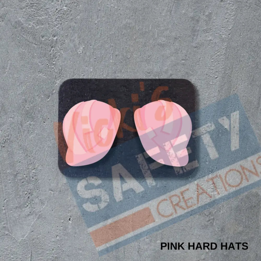 VSC Stud Earrings-Pink Hard Hats