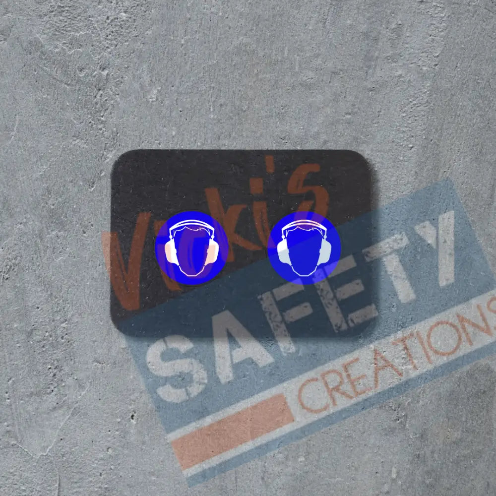 Stud Earrings - PPE Symbols Rounds (asst. designs) Ear Protection Earrings