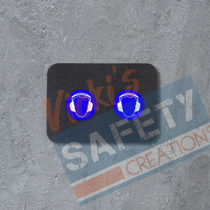 Stud Earrings - PPE Symbols Rounds (asst. designs) Ear Protection Earrings